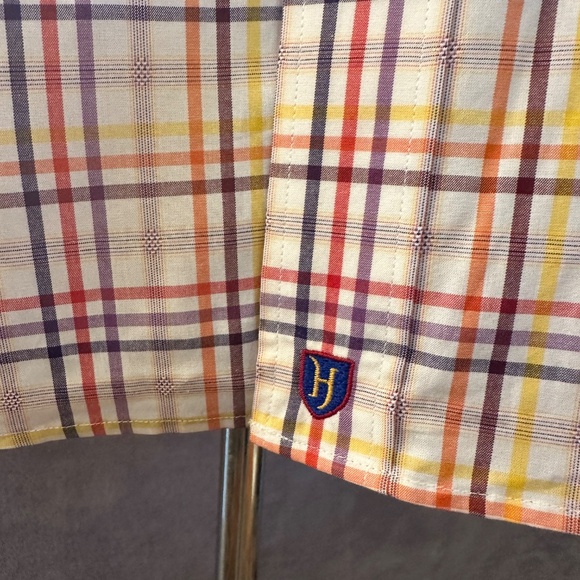 New Henry Jacobson Lg purple/rust/gold plaid cotton sport shirt - Picture 3 of 6